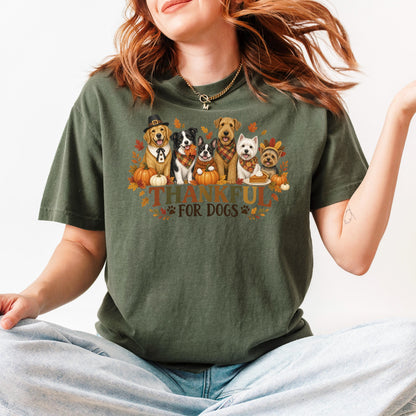 Thankful For Dogs Shirt, Dog Mom Thanksgiving Tee, Cute Fall Dog Lover Shirt, Pumpkin Autumn Dog Mom Gift, Grateful Dog Lover Top
