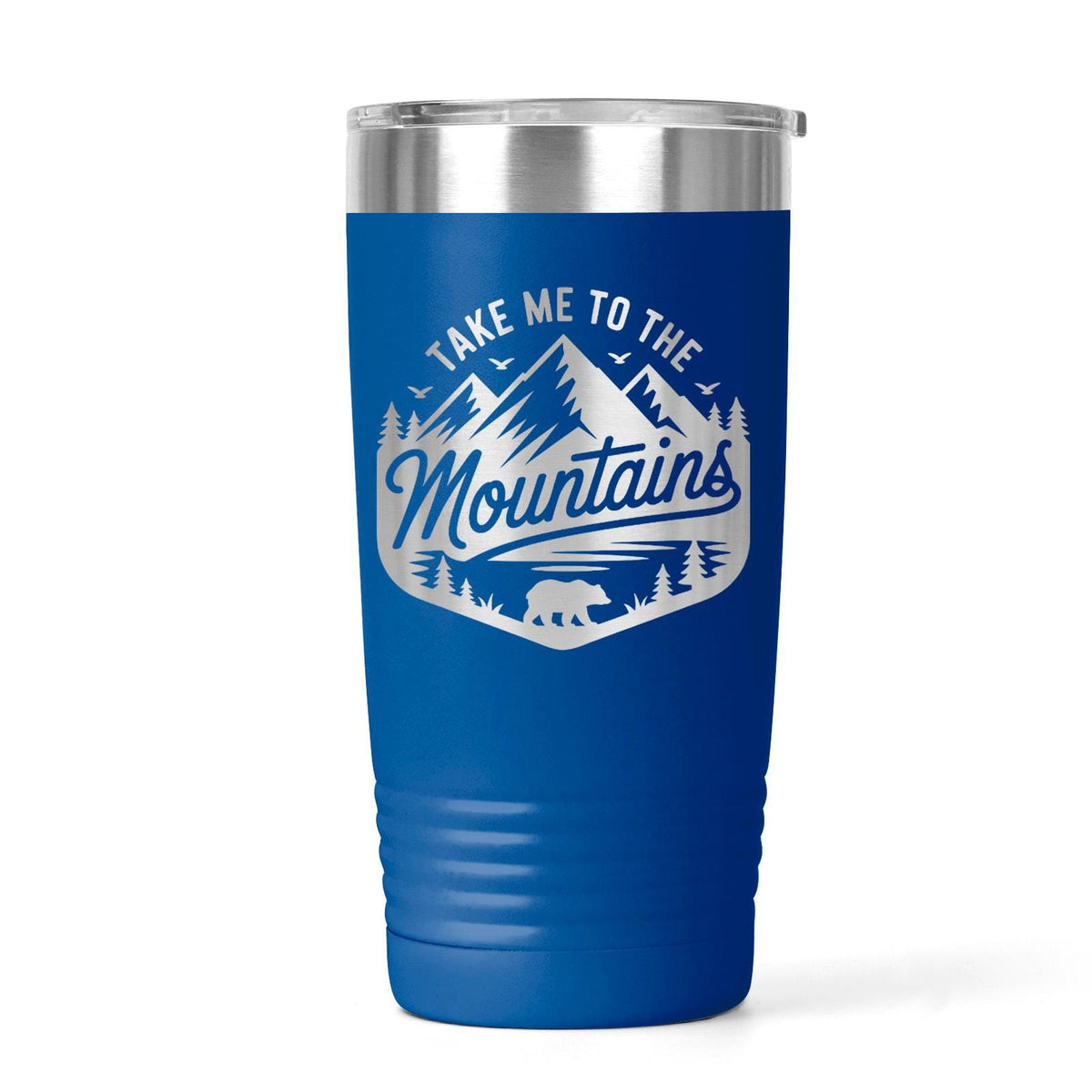 Mountain Travel Mug 20oz Insulated Stainless Steel Tumbler, Camp.