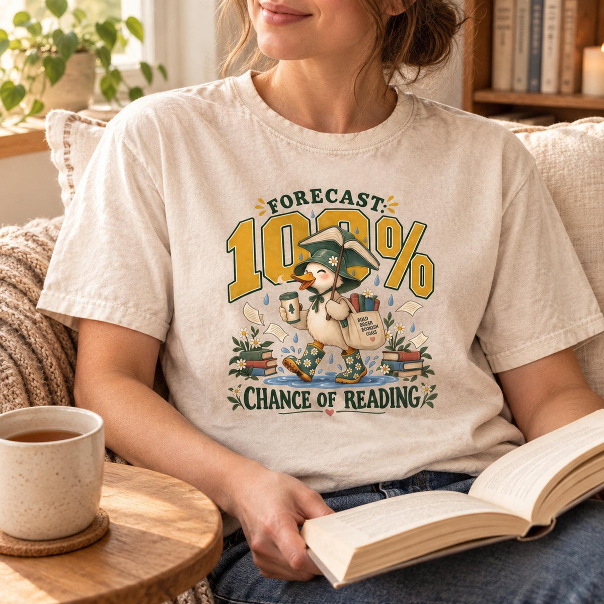 Reading Duck T-Shirt, Book Lover Gift, Cute Duck Tee, Bookish Shirt, Comfort Colors C1717, Librarian Gift, Teacher Shirt