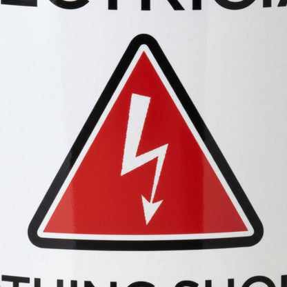 a red triangle with a white lightning bolt symbol inside it, indicating a warning or caution related to electricity.