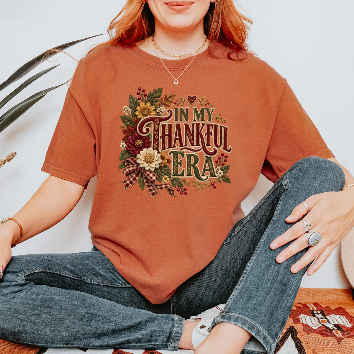 In My Thankful Era Shirt, Thanksgiving Shirt Women, Cute Fall Floral Grateful Tee, Autumn Gratitude Gift, Thankful Era Fall Top