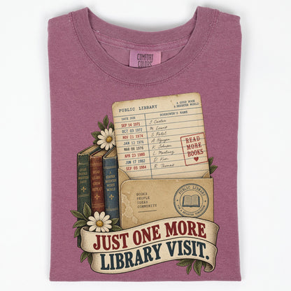 Book Lover Shirt, Just One More Library Visit Vintage Tee Comfort
