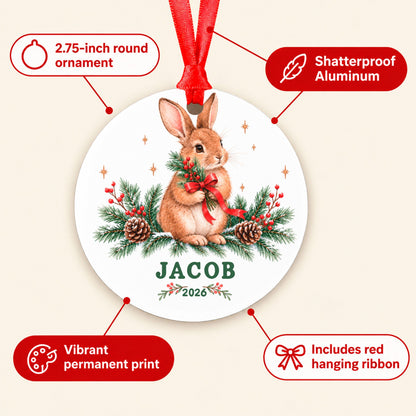 Personalized Baby First Christmas Ornament, Custom Name Bunny Ornament 2026, Baby Boy Keepsake, New Baby Christmas Gift, Kids Ornament