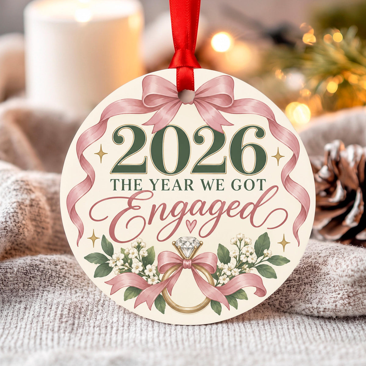 2026 Engaged Ornament, Our First Christmas Engaged, Engagement Gift for Couple, Future Mr and Mrs, Personalized Engagement