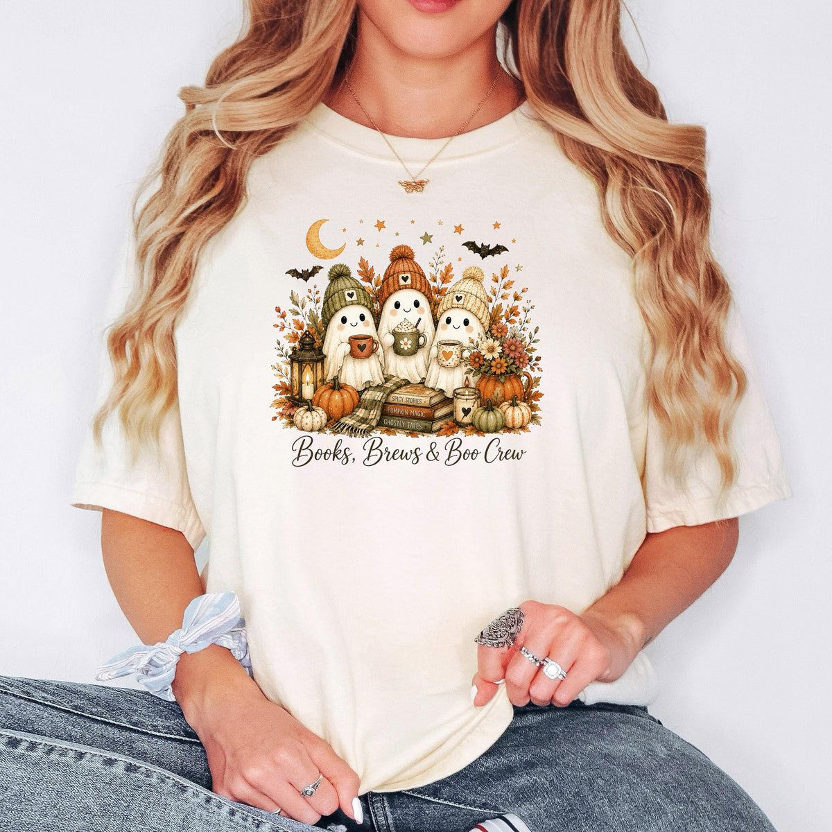 Bookish Fall Shirt, Spooky Coffee Book Lover Tee, Unisex Berry