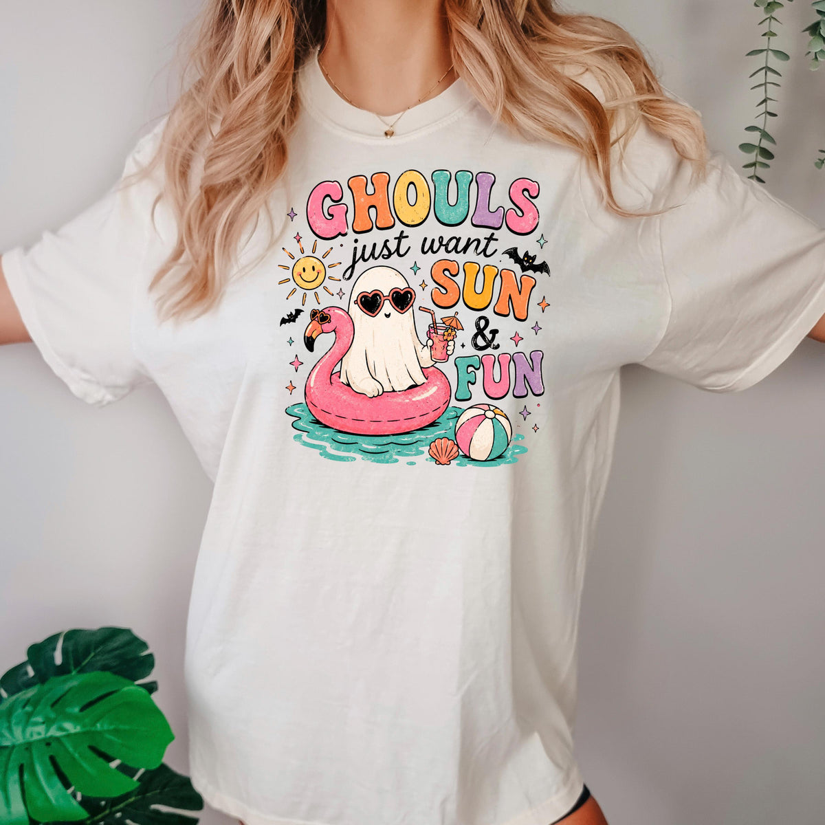 Summerween Shirt Ghouls Just Wanna Have Sun & Fun, Retro Spooky Beach Tee, Cute Halloween Vacation Top, Pastel Goth Summer Party Gift
