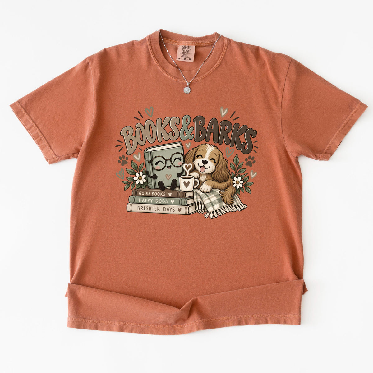 Dog Book Lover Shirt, Books & Barks Comfort Colors Tee, Dog Moms!