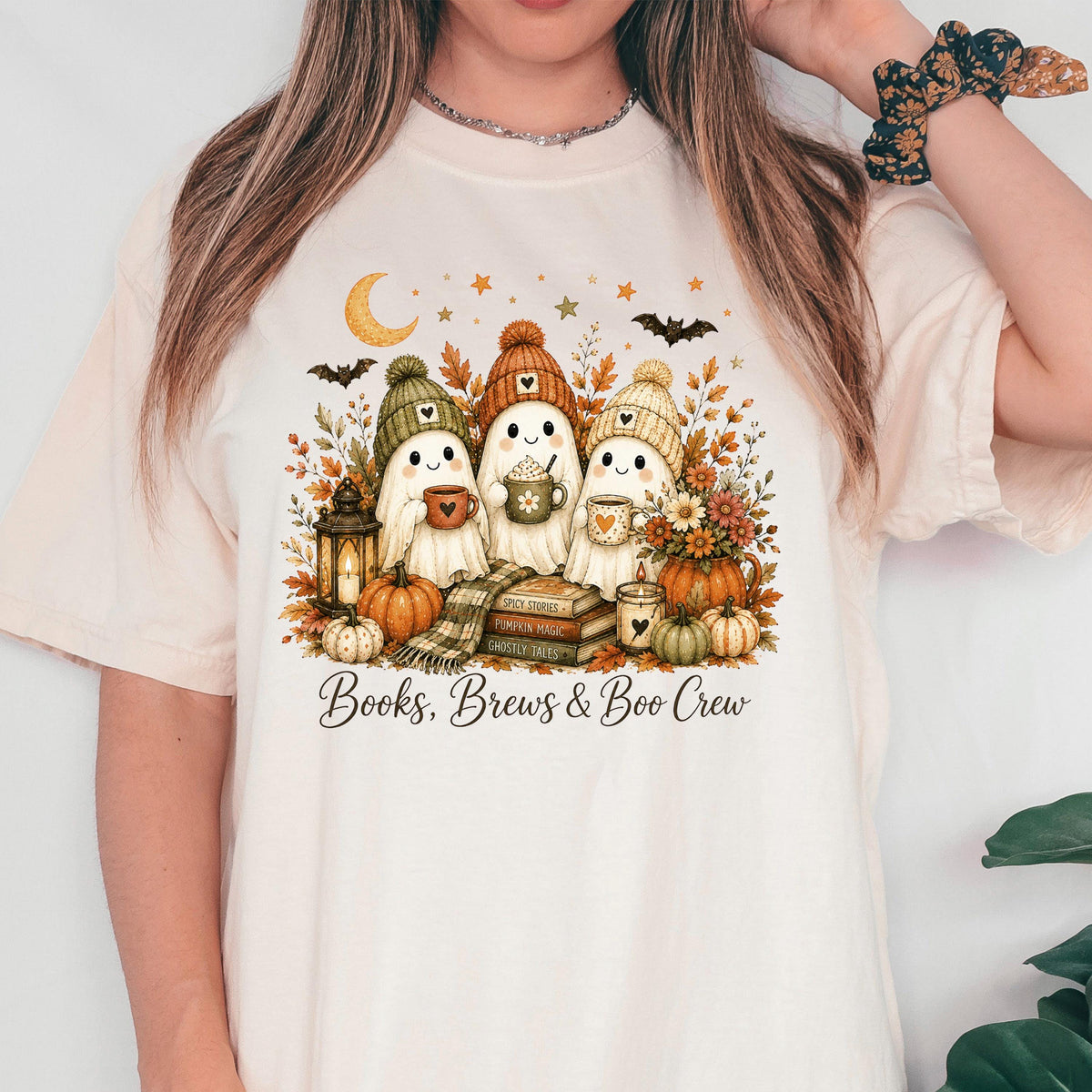 Bookish Fall Shirt, Spooky Coffee Book Lover Tee, Unisex Berry
