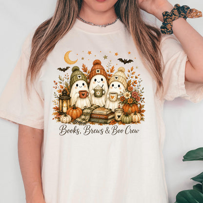 Bookish Fall Shirt, Spooky Coffee Book Lover Tee, Unisex Berry