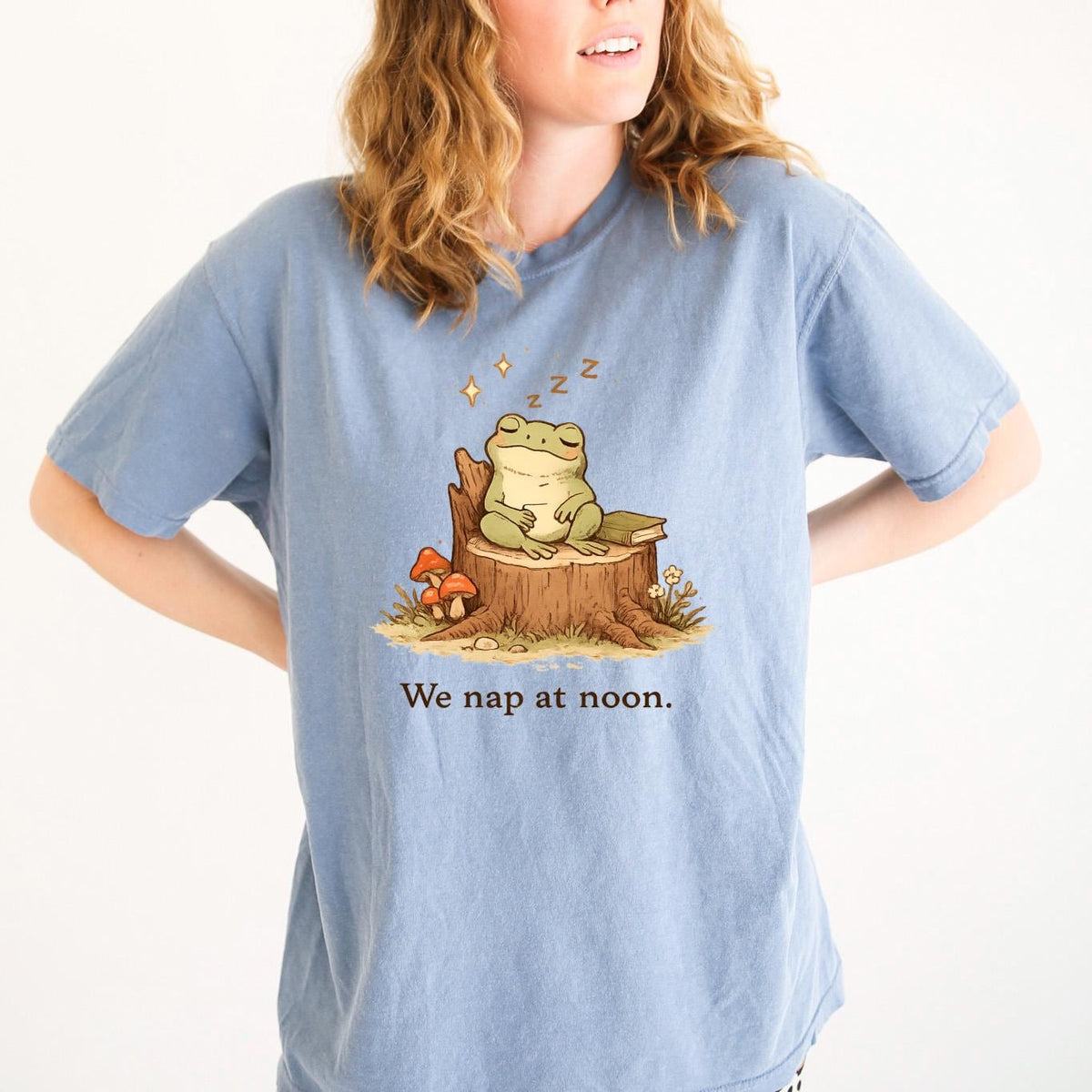 Whimsical Frog Shirt We Nap At Noon, Cute Mental Health Shirt, Fairycore Cottagecore Womens Shirt, Funny Frog Gift, Trending Shirt