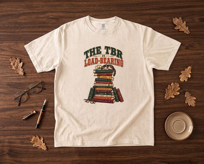 TBR Load Bearing Shirt, Book Lover Gift, Reading Shirt, Bookish Tee, Comfort Colors T-Shirt, Cat on Books, Librarian Gift
