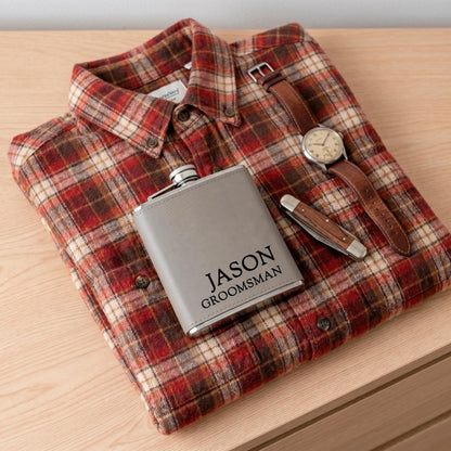 Personalized flask, Leather flask Groomsmen Gift, Engraved flask, Custom Engraved Hip Flask, Boyfriend gift, flask for man