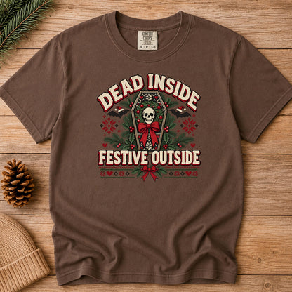 Dead Inside Festive Outside Shirt, Goth Christmas Tee, Funny Skeleton Christmas Shirt, Spooky Ugly Christmas Sweater Style, Creepmas Gift