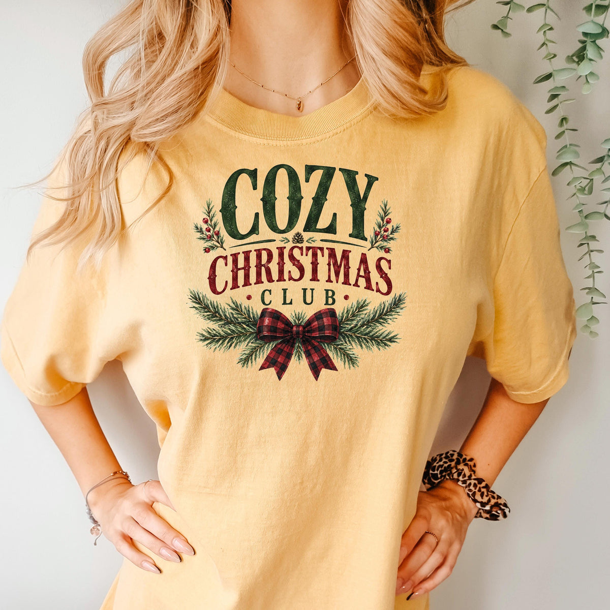 Cozy Christmas Club Shirt, Cute Womens Christmas Tee, Buffalo Plaid Holiday Shirt, Cozy Season Crew, Family Christmas Loungewear Gift