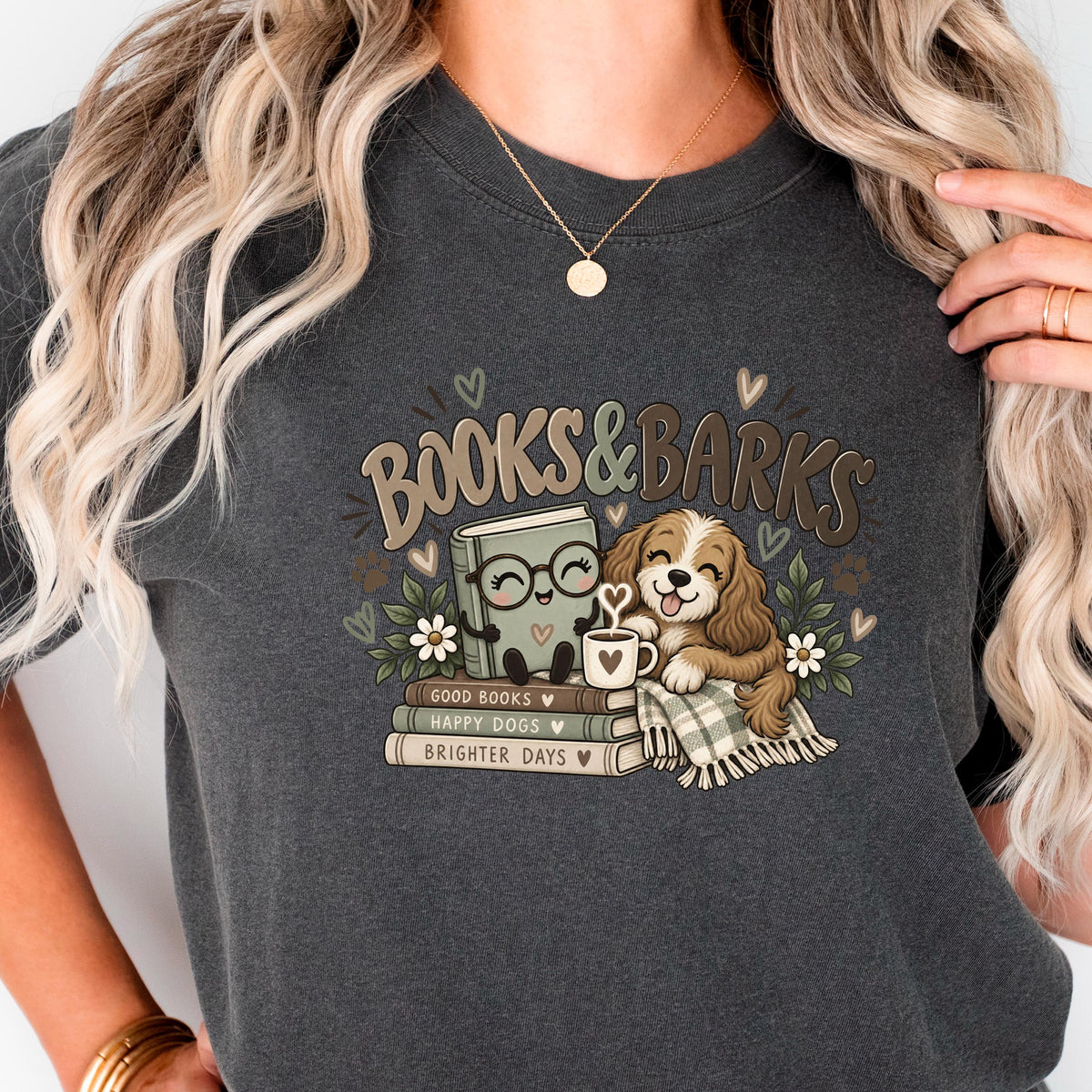 Dog Book Lover Shirt, Books & Barks Comfort Colors Tee, Dog Moms!