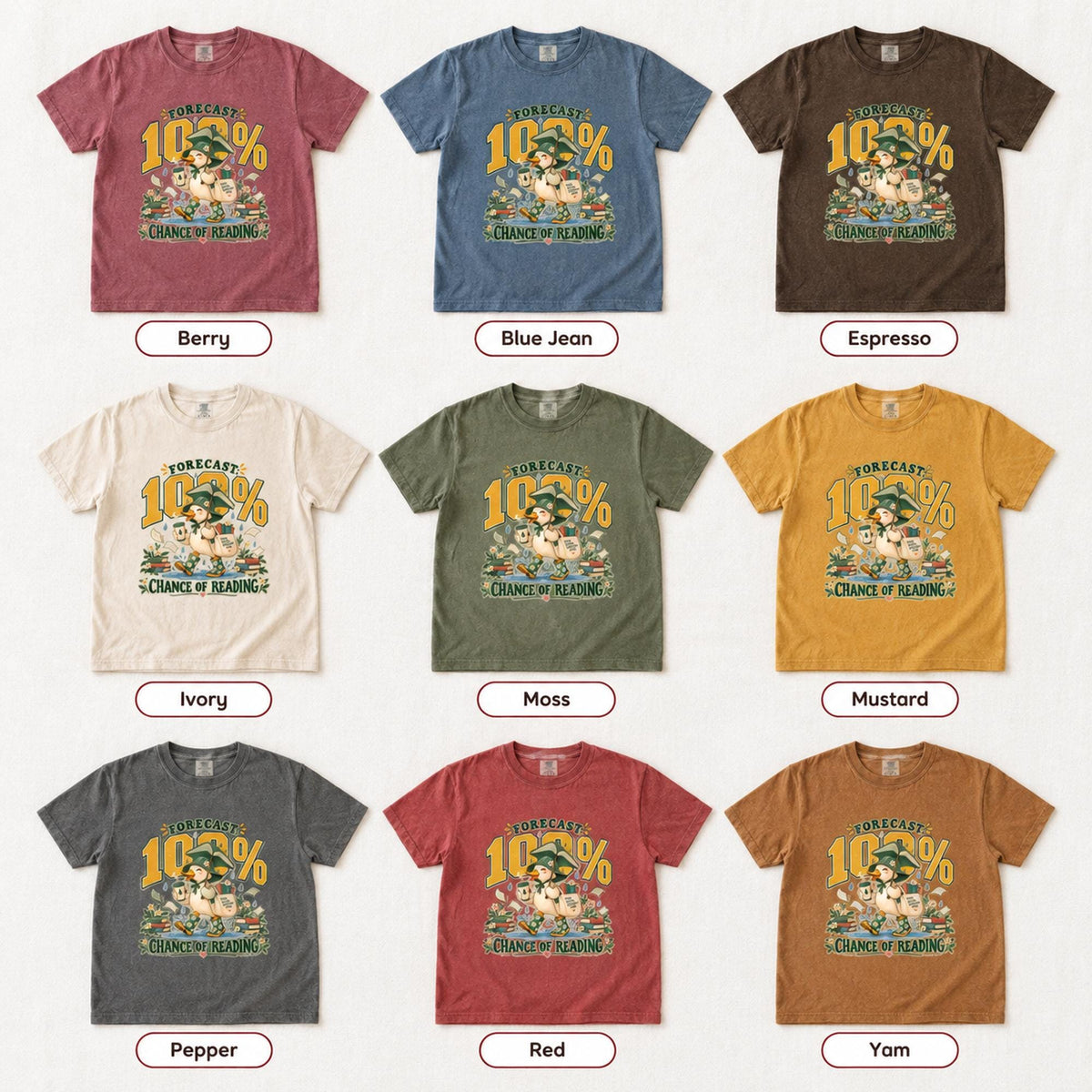 Reading Duck T-Shirt, Book Lover Gift, Cute Duck Tee, Bookish Shirt, Comfort Colors C1717, Librarian Gift, Teacher Shirt