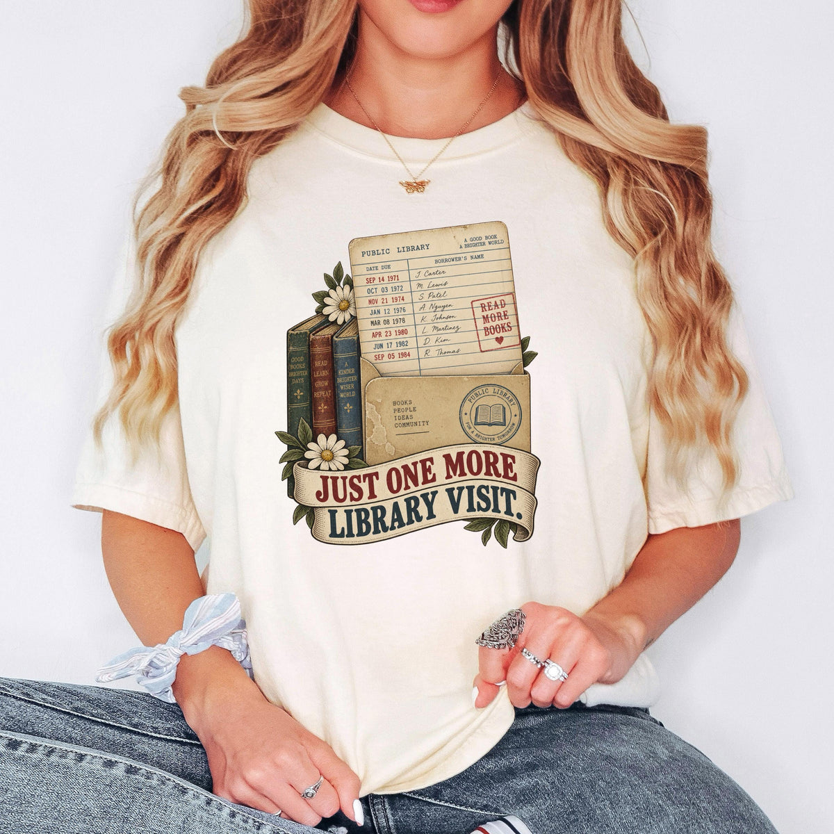 Book Lover Shirt, Just One More Library Visit Vintage Tee Comfort