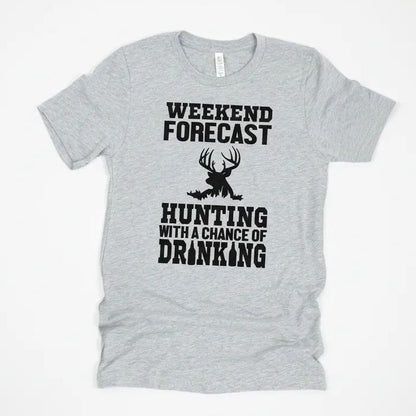 A gray t-shirt with a humorous text and graphic design printed on it.