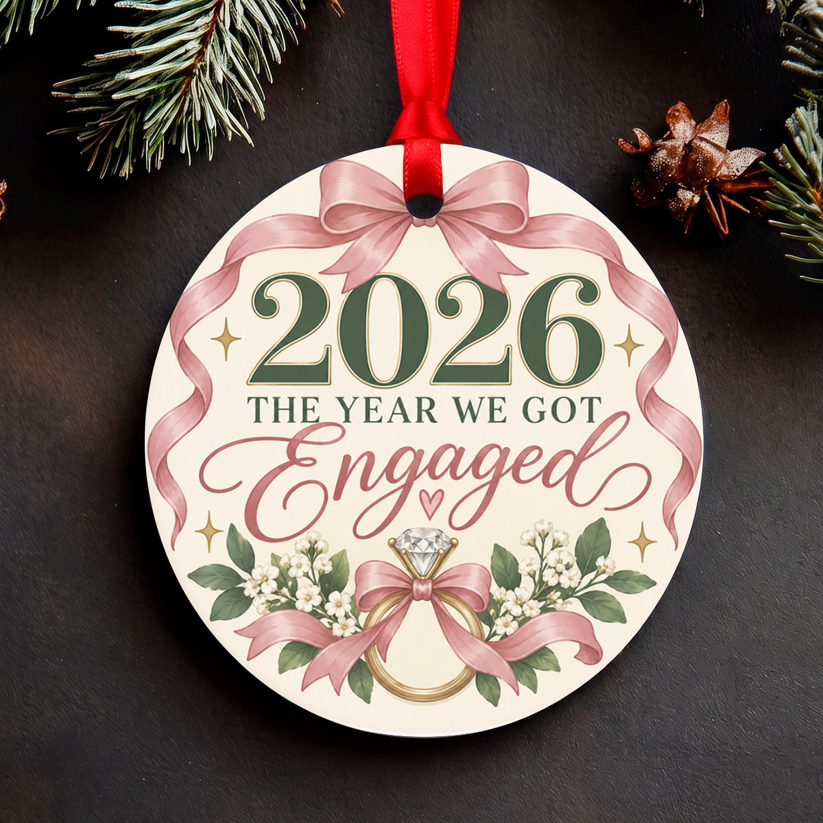 2026 Engaged Ornament, Our First Christmas Engaged, Engagement Gift for Couple, Future Mr and Mrs, Personalized Engagement