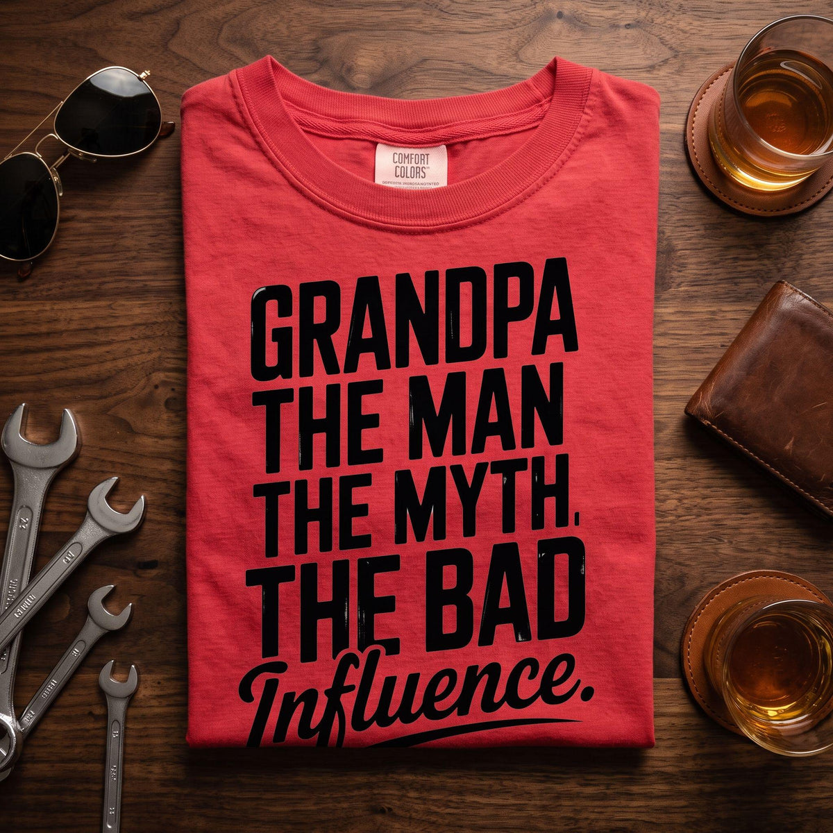 Grandpa Shirt, Funny Grandpa Gift, Grandpa The Man The Myth The Bad Influence T-Shirt, Comfort Colors Tee, Gift for Grandfather