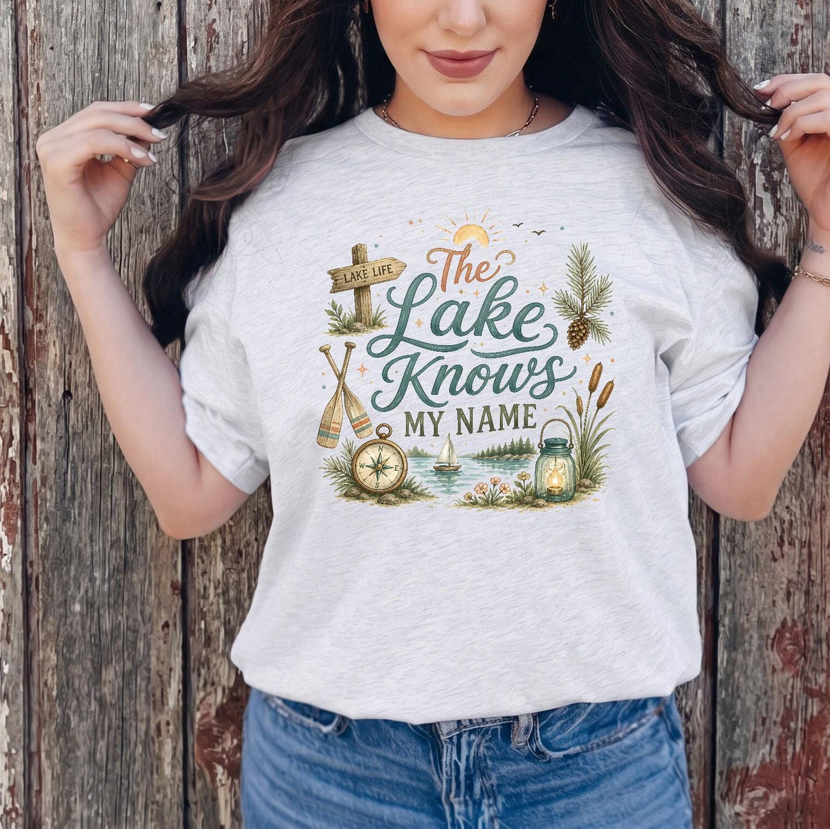 Lake Life Shirt, Bella Canvas 3001 Tee, Lake Knows My Name, Women