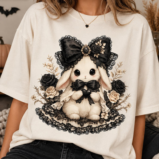 Coquette Ghost Tee Comfort Colors Tee, Cute Ghost Shirt, Coquette Halloween Graphic, Spooky Aesthetic Hallowen Bunny Top