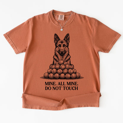 german shepherd shirt, Mine All Mine Tennis Ball Obsessed Tee XS