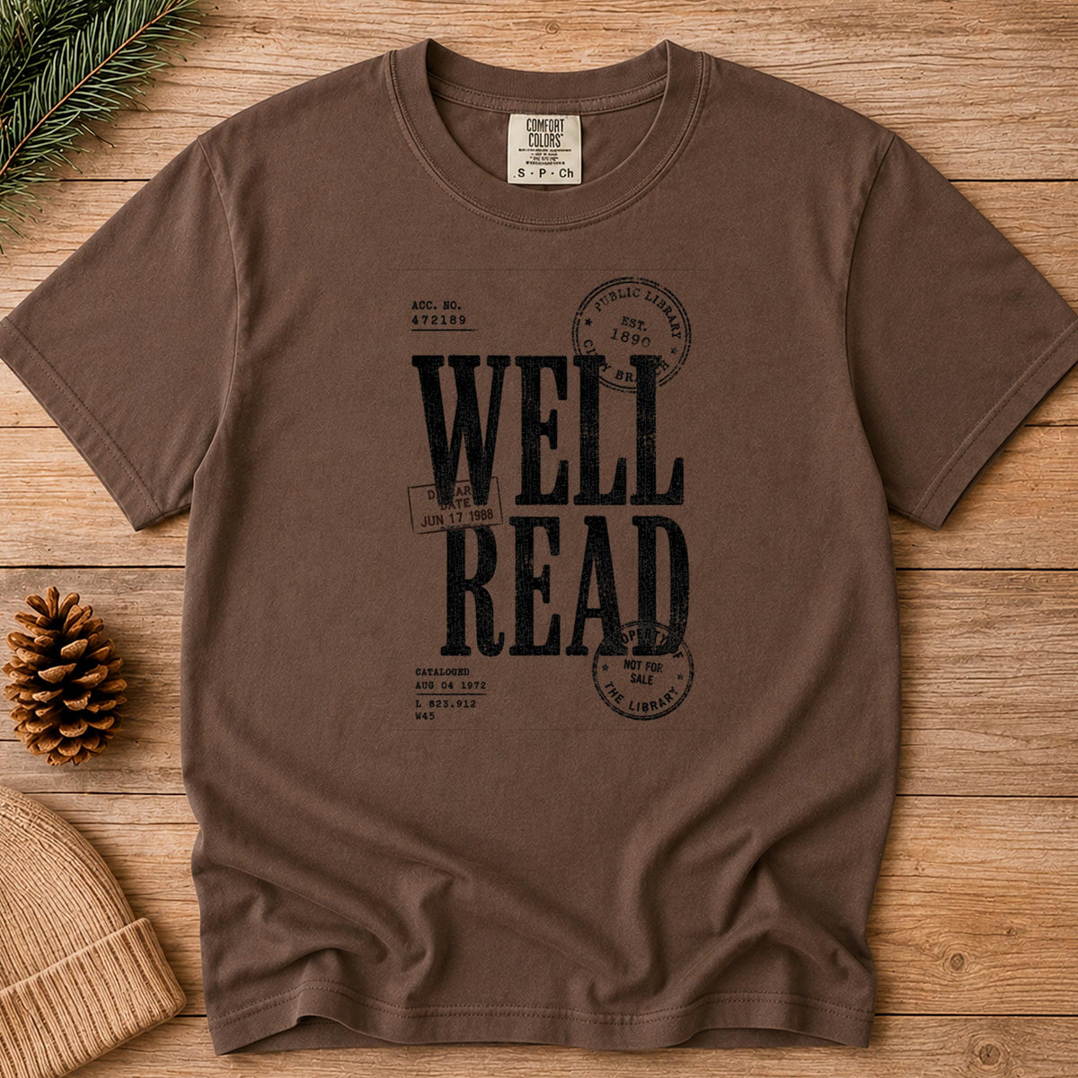 Well Read Shirt, Vintage Library Stamp Book Lover Tee, Public Library Dark Academia Shirt, Bookworm Reader Gift, Avid Reader Book Club Top