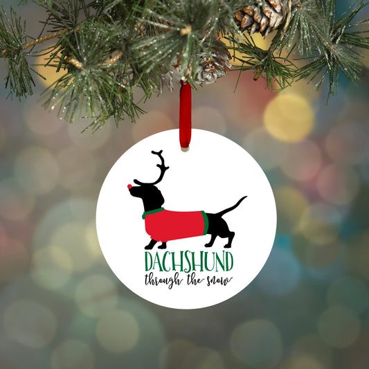 Dachshund Christmas Ornament, 2.75 In Aluminum, Funny Doxie Gift.