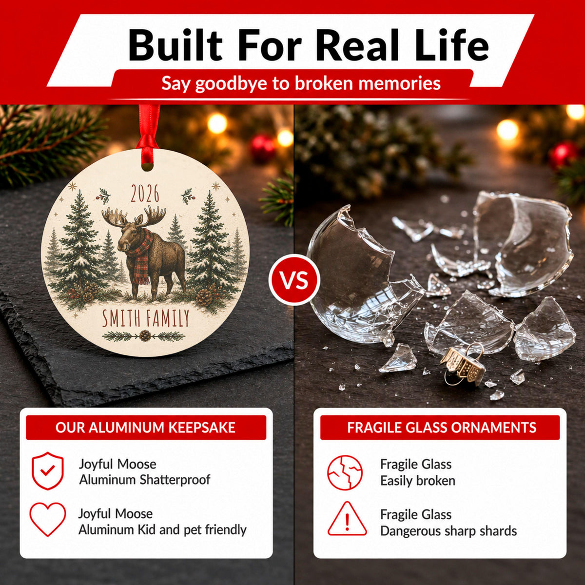 Personalized Moose Family Christmas Ornament 2026, Custom Name Holiday Decor, Rustic Winter Animal Tree Decoration, Gift Box