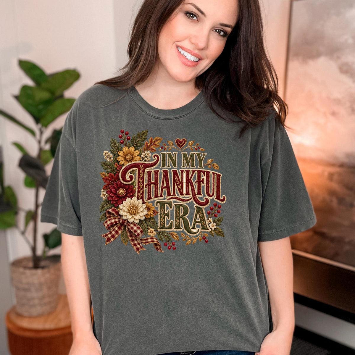 In My Thankful Era Shirt, Thanksgiving Shirt Women, Cute Fall Floral Grateful Tee, Autumn Gratitude Gift, Thankful Era Fall Top