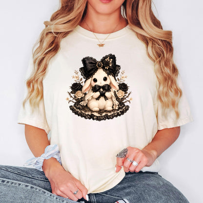 Coquette Ghost Tee Comfort Colors Tee, Cute Ghost Shirt, Coquette Halloween Graphic, Spooky Aesthetic Hallowen Bunny Top