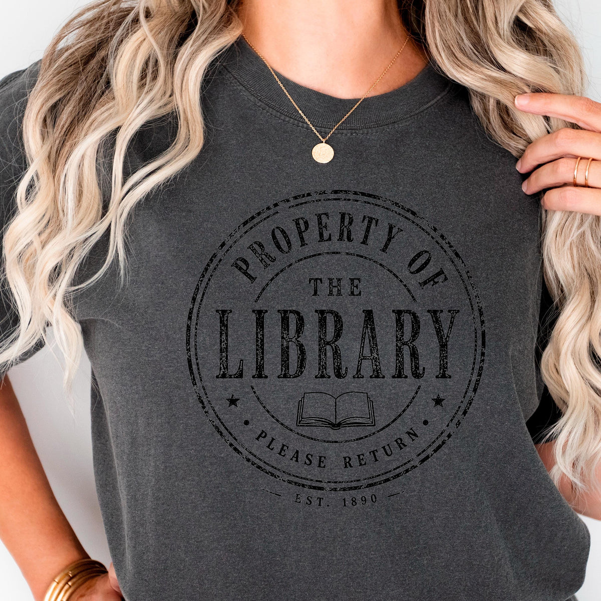 Librarian Shirt', Library Property Tee, Vintage Moss, Unisex XS M