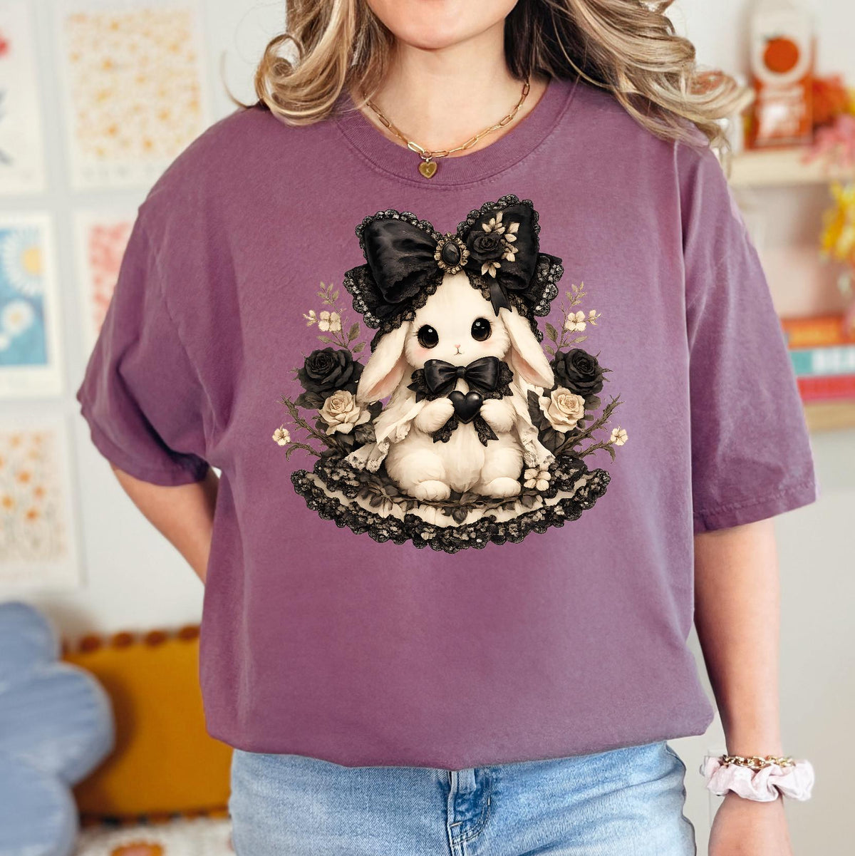 Coquette Ghost Tee Comfort Colors Tee, Cute Ghost Shirt, Coquette Halloween Graphic, Spooky Aesthetic Hallowen Bunny Top