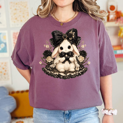 Coquette Ghost Tee Comfort Colors Tee, Cute Ghost Shirt, Coquette Halloween Graphic, Spooky Aesthetic Hallowen Bunny Top