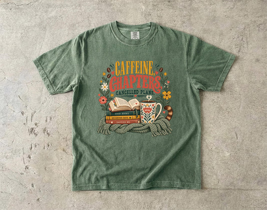Book Lover Shirt, Caffeine Chapters Cancelled Plans Cozy Mens Tee