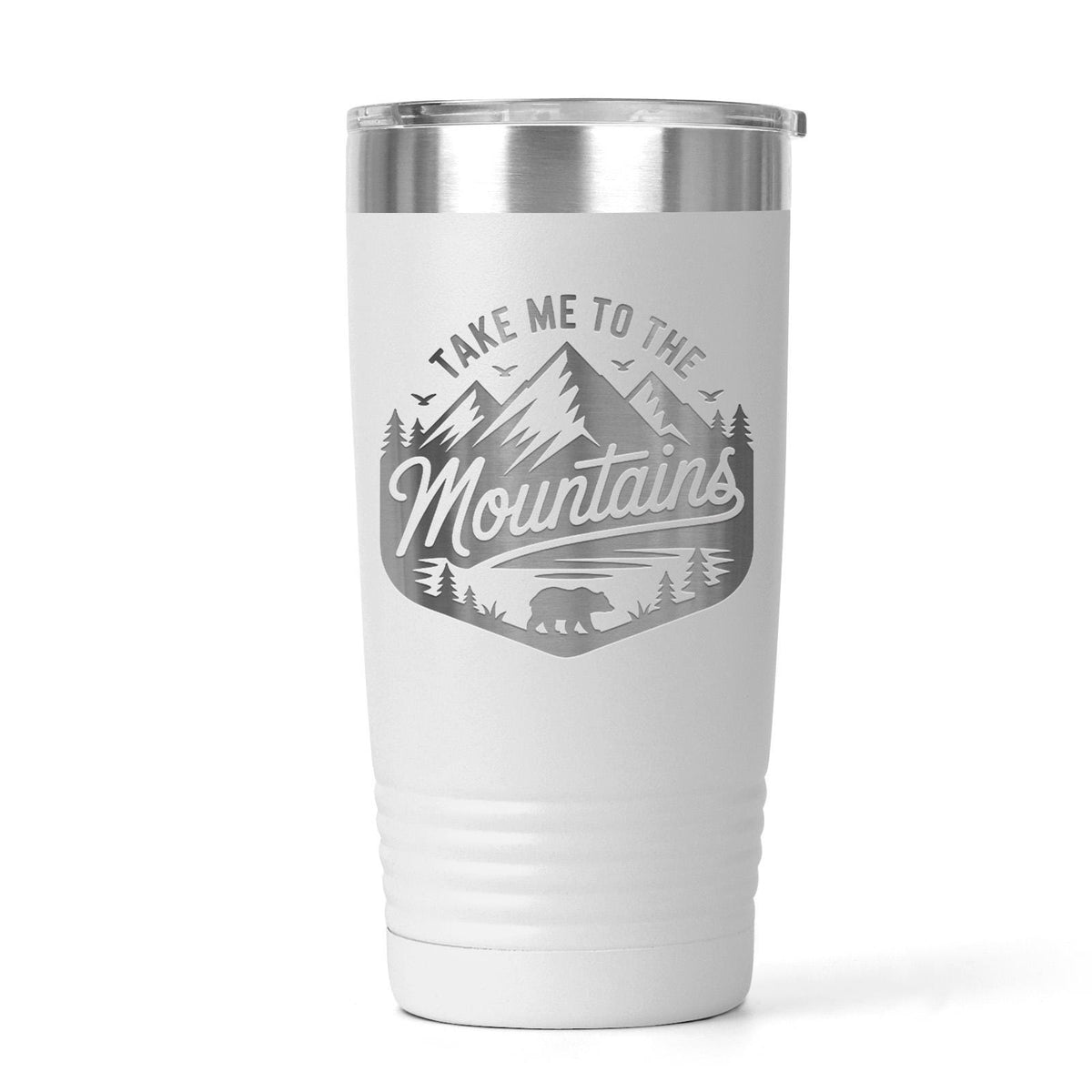 Mountain Travel Mug 20oz Insulated Stainless Steel Tumbler, Camp.