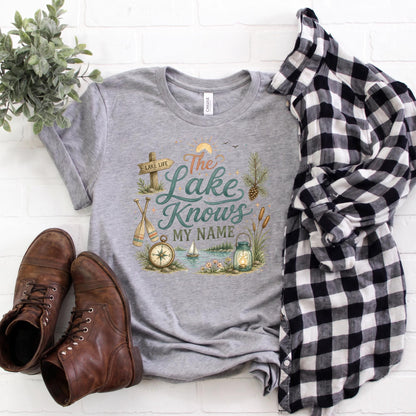 Lake Life Shirt, Bella Canvas 3001 Tee, Lake Knows My Name, Women