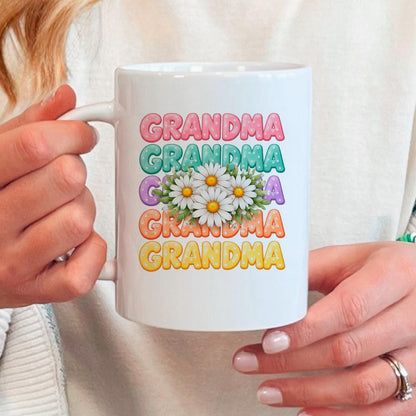 Grandma Gift Mug - Colorful Daisy Floral Coffee Cup for Nana | Mother's Day Gift