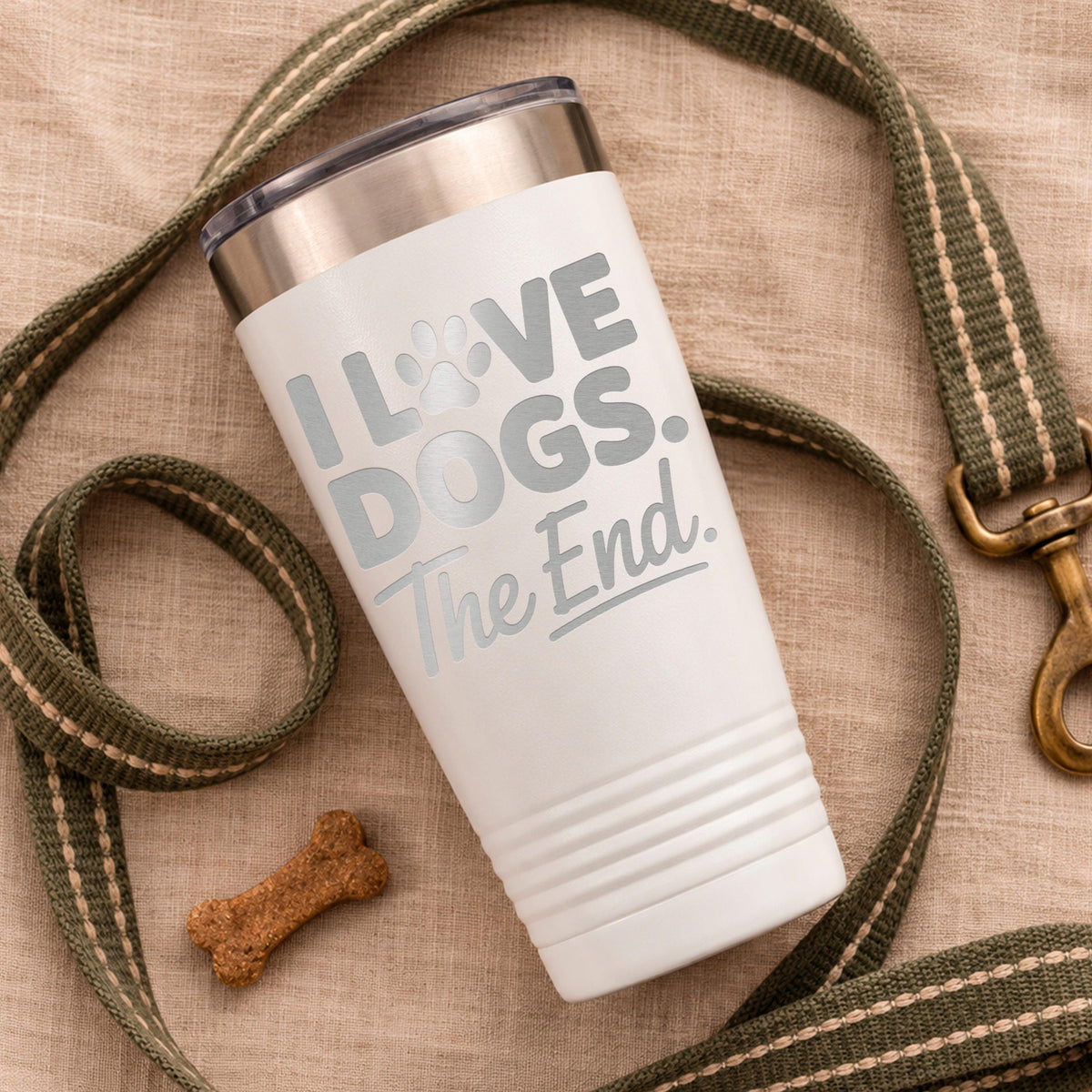 Dog Mom Tumbler, I Love Dogs The End, Cute Dog Paw Prints 20oz Tumbler, Dog Lover Gift, Dog Mom Travel Mug, Gift For Dog Mom