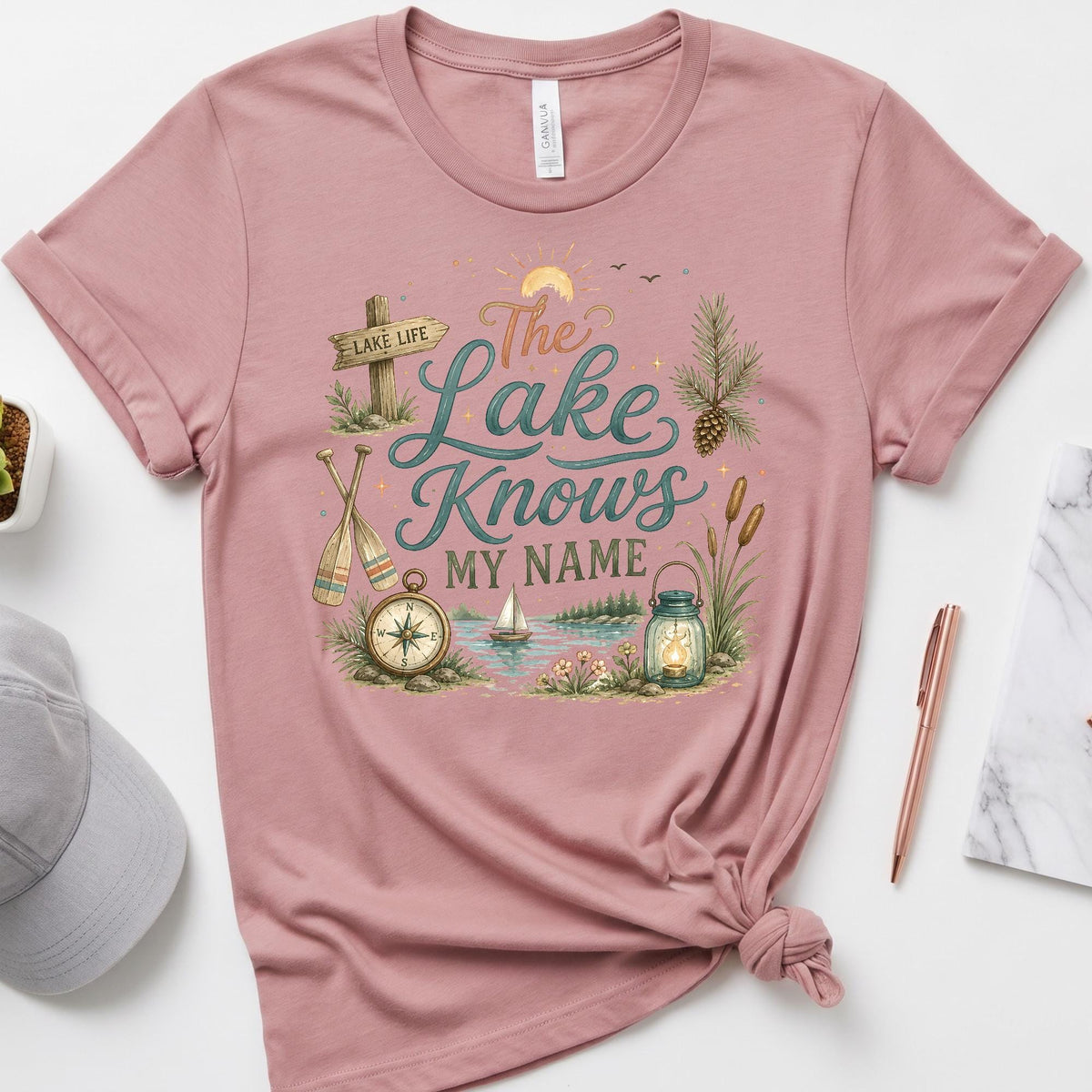 Lake Life Shirt, Bella Canvas 3001 Tee, Lake Knows My Name, Women
