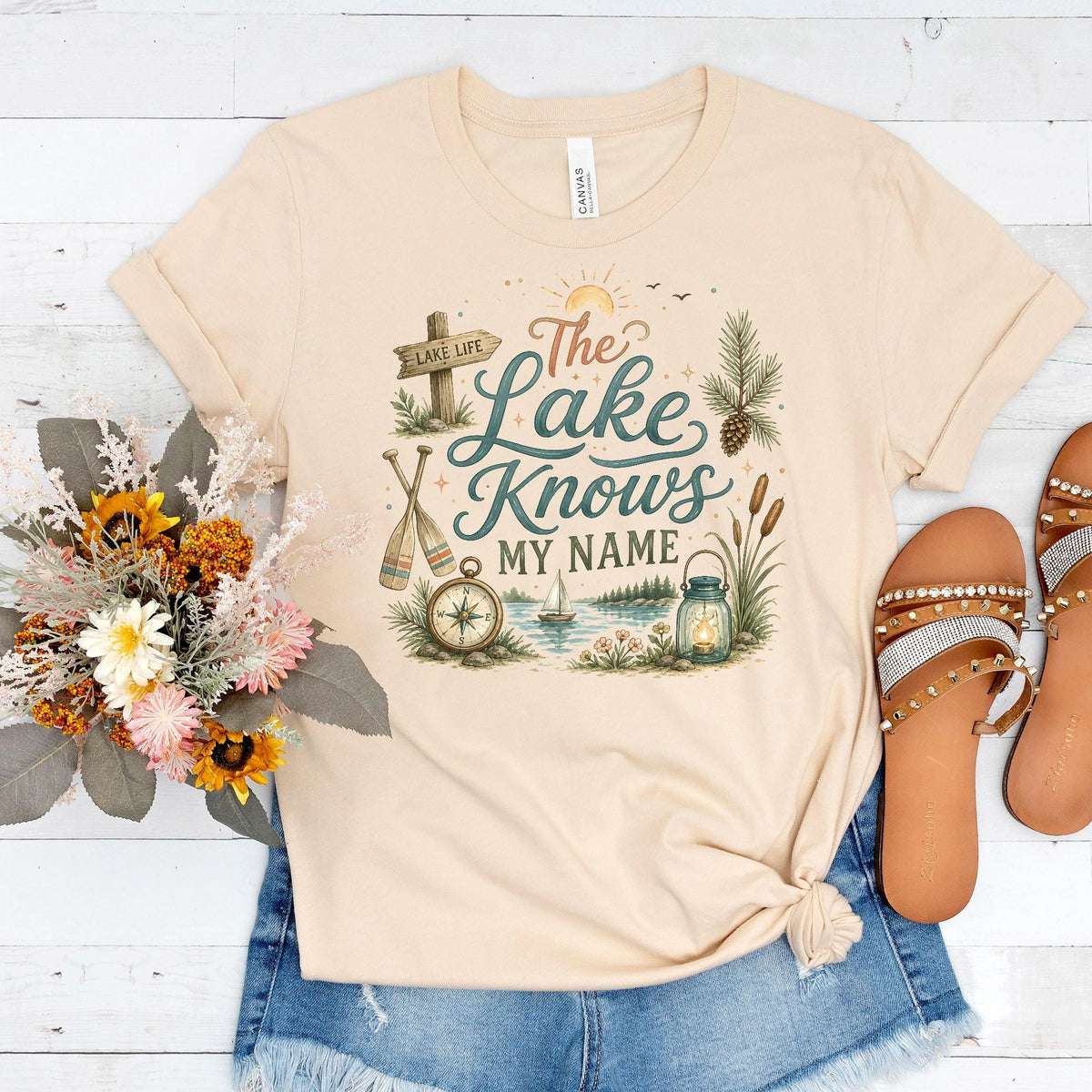 Lake Life Shirt, Bella Canvas 3001 Tee, Lake Knows My Name, Women