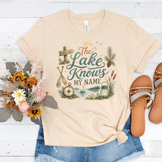 Lake Life Shirt, Bella Canvas 3001 Tee, Lake Knows My Name, Women