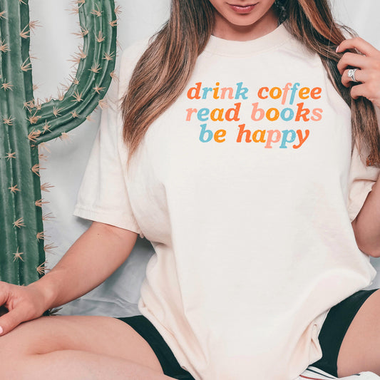 Coffee Reading Shirt Comfort Colors Tee, Book Lover Shirt, Books And Coffee Aesthetic Top, Cozy Librarian Gift, Book Club Shirt