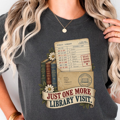 Book Lover Shirt, Just One More Library Visit Vintage Tee Comfort