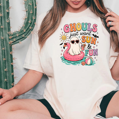Summerween Shirt Ghouls Just Wanna Have Sun & Fun, Retro Spooky Beach Tee, Cute Halloween Vacation Top, Pastel Goth Summer Party Gift