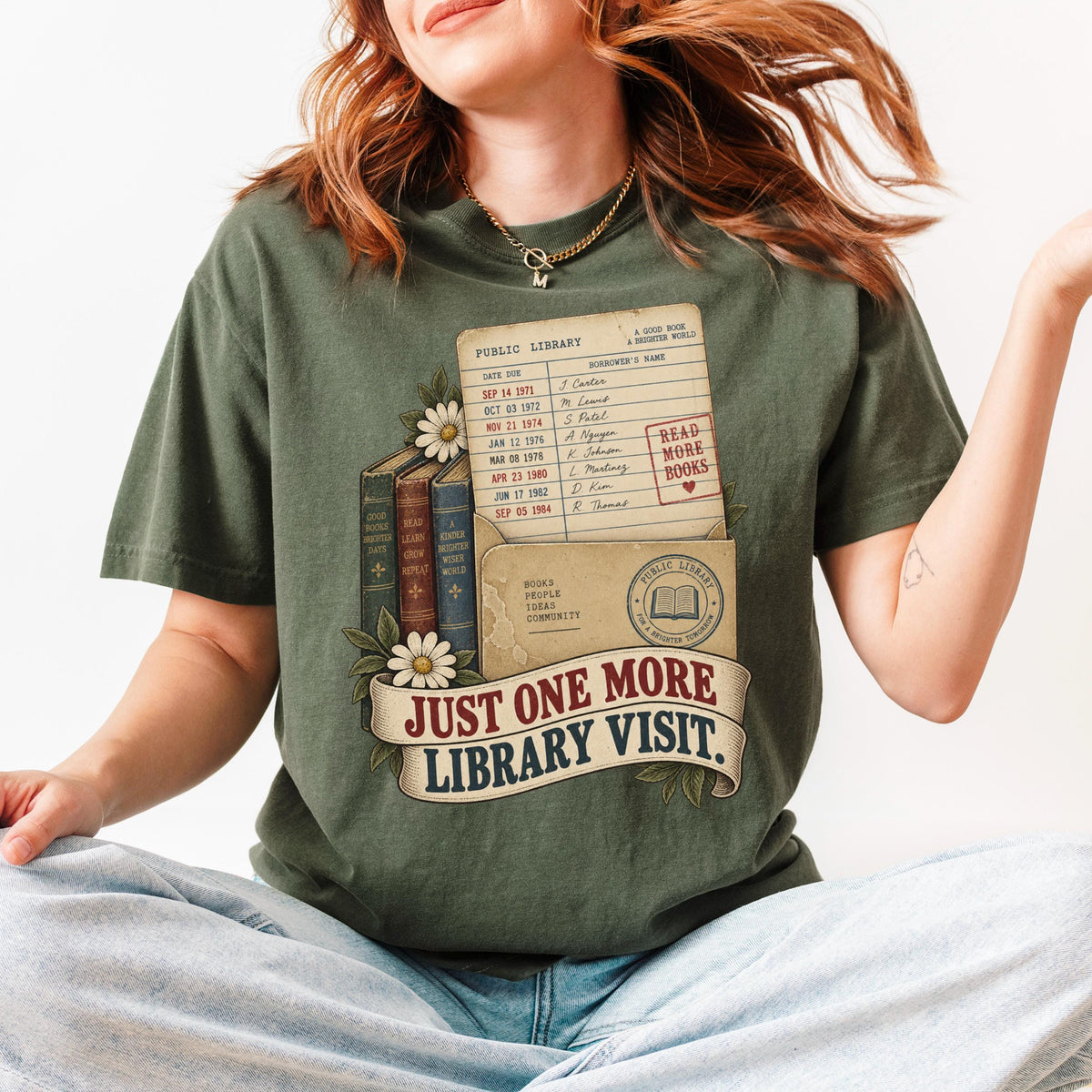 Book Lover Shirt, Just One More Library Visit Vintage Tee Comfort
