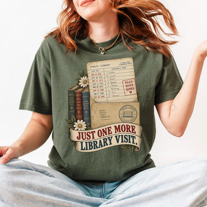 Book Lover Shirt, Just One More Library Visit Vintage Tee Comfort
