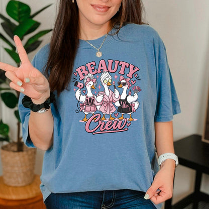 Beauty Crew Shirt, Funny Silly Goose Hairstylist Tee, Esthetician Nail Tech Gift, Salon Team Cosmetology Shirt, Makeup Artist Top
