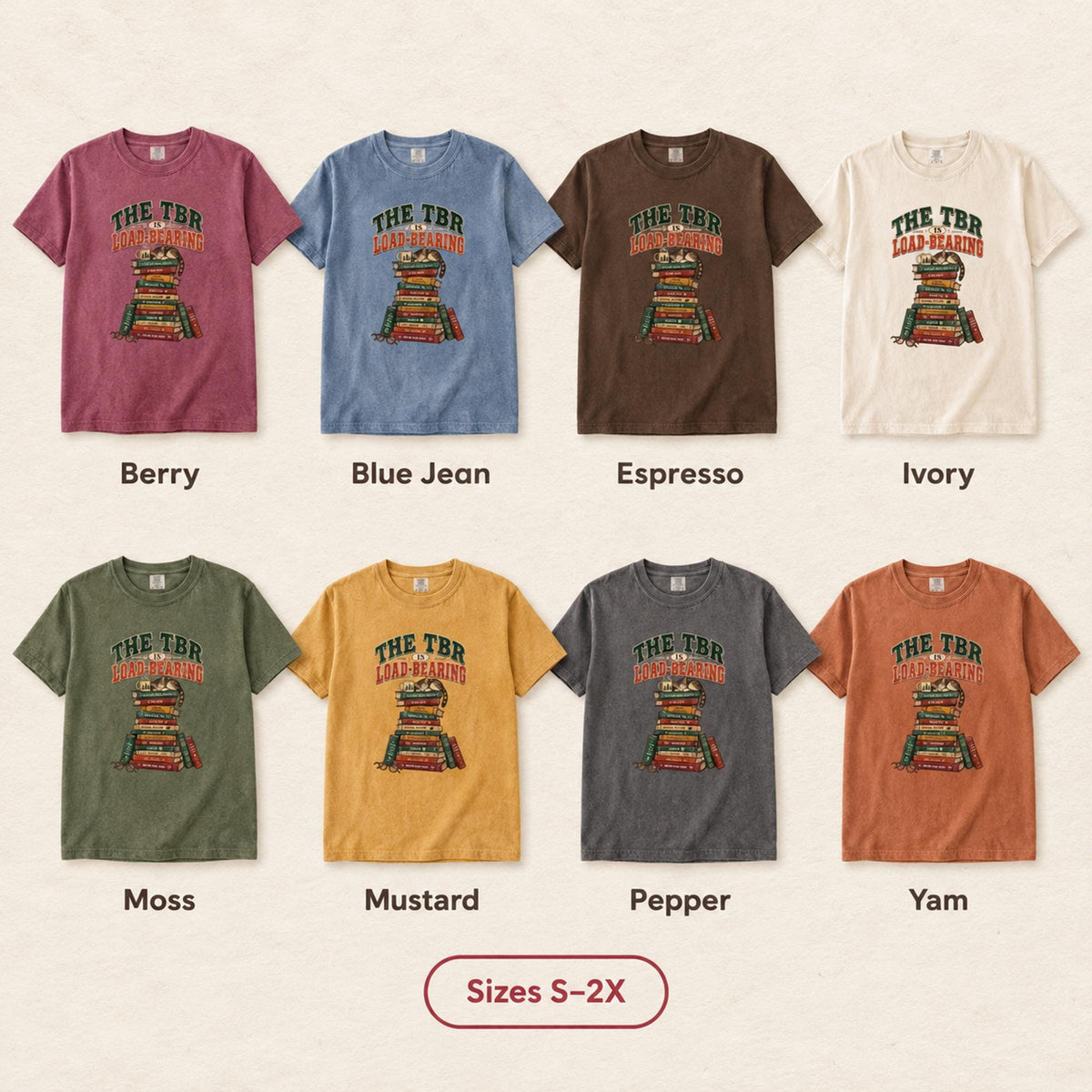 TBR Load Bearing Shirt, Book Lover Gift, Reading Shirt, Bookish Tee, Comfort Colors T-Shirt, Cat on Books, Librarian Gift